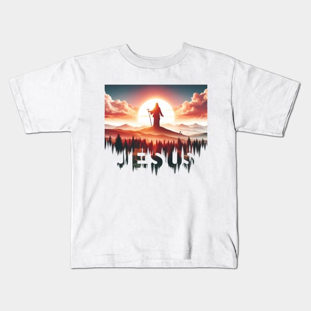 Christian Tshirt Design Siluet Jesus Christ Kids T-Shirt by Javacustoms